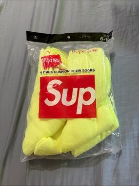 Supreme Neon Yellow Athletic Crew Socks - Pack